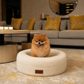 Load image into Gallery viewer, Pomeranian sitting in The Cocoon, size Small, in a living room