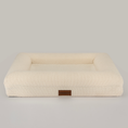 Load image into Gallery viewer, The Lounger rectangular dog and cat bed in cream bouclé, front view
