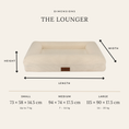 Load image into Gallery viewer, The Lounger dimensions — Small 73 by 58 by 14.5 cm, Medium 94 by 74 by 17.5 cm, Large 115 by 90 by 17.5 cm

